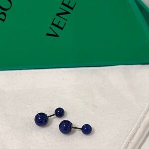 BOTTEGA VENETA Earrings Lapis Studs 18kt Gold Plated NWT Double Sided